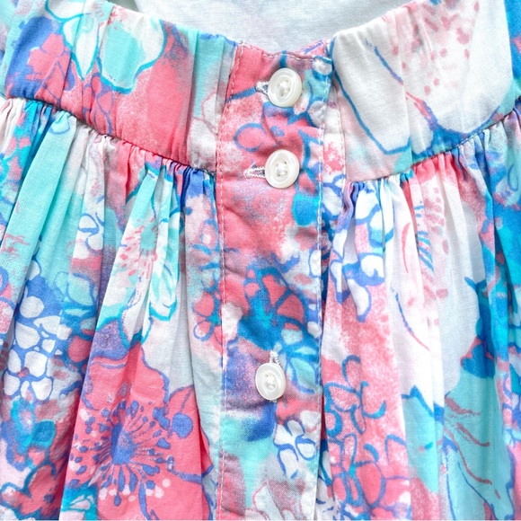 Gap Factory 18-24 dress watercolor cotton candy floral peekaboo back with button - Picture 9 of 10